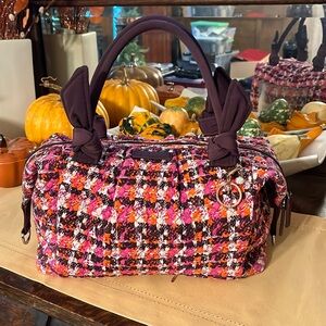 Vera Bradley Hadley Satchel Houndstooth Tweed Handbag